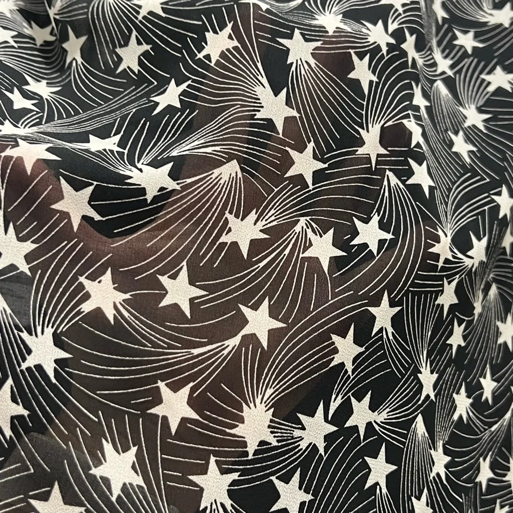 TopShop Star Print Sheer Blouse with Ruffled Sleeves - Picture 7 of 9